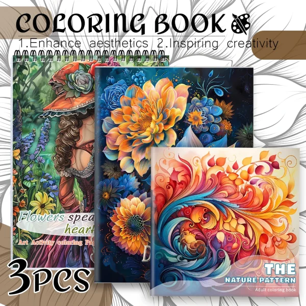 3pcs coloring book set